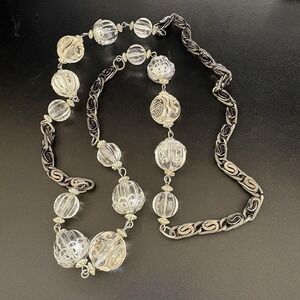 Lawrence VRBA Carved Rock Crystal and Lucite Statement Necklace Gorgeous!